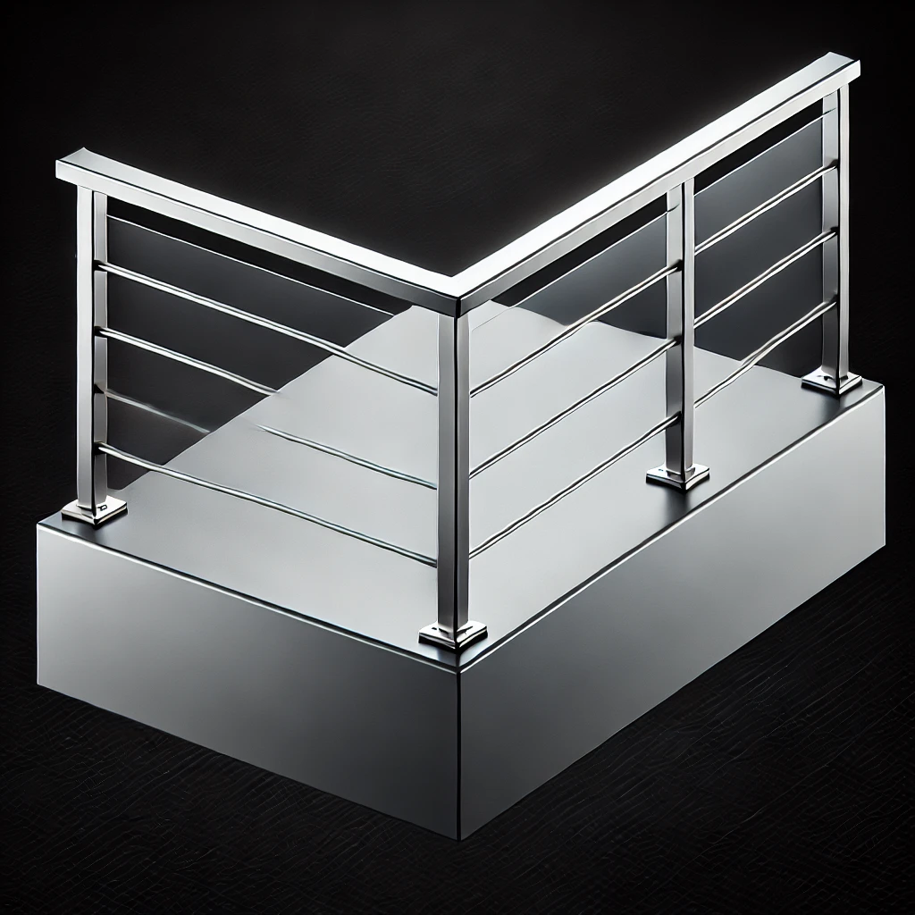 DALL·E 2024-11-13 19.13.25 – A sleek top-mounted aluminum railing, designed with clean lines and a modern aesthetic, ideal for residential or commercial spaces. The railing should